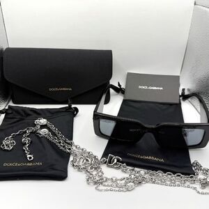 Dolce & Gabbana Black Sunglasses with Silver Chain Accessory